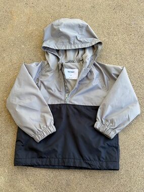 Old Navy Light Gray Hooded Windbreaker Jacket